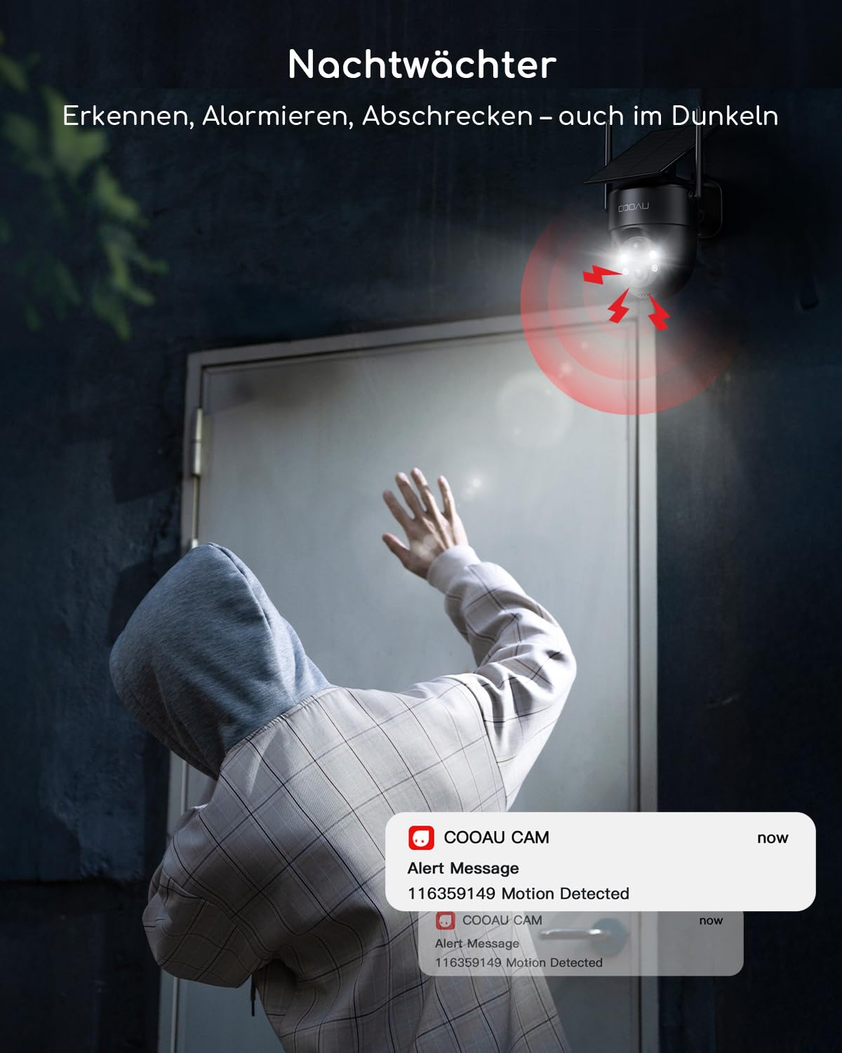 COOAU Überwachungskamera Aussen Akku Solar-2K Outdoor WLAN Kamera Überwachung Aussen mit Kabellose Installationsfreie Solarpanel, KI-Erkennung, 360°-Überwachung, Farbnachtsicht, Zwei-Wege-Audio