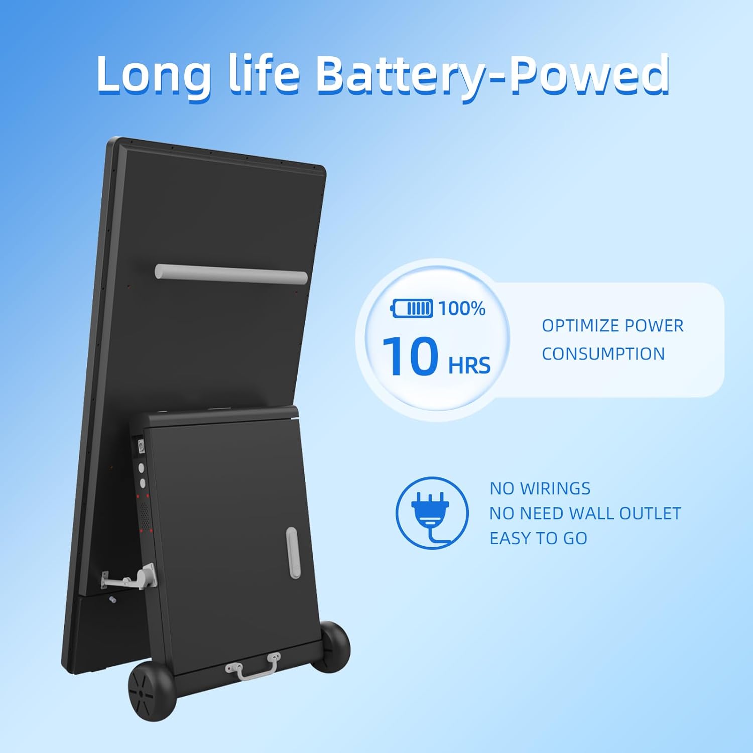 MWE 43 Inch Outdoor Digital Signage Display, Customizable Lightbox Sticker, Portable Battery Powered High Brightness Screen Advertising Display Kiosk, Movable Waterproof Standing Poster, Android OS