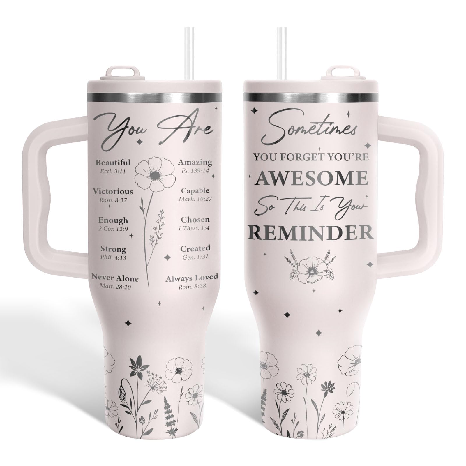 34HD Christian Tumbler 40oz with Handle &amp; Straw, Religious Gifts for Women