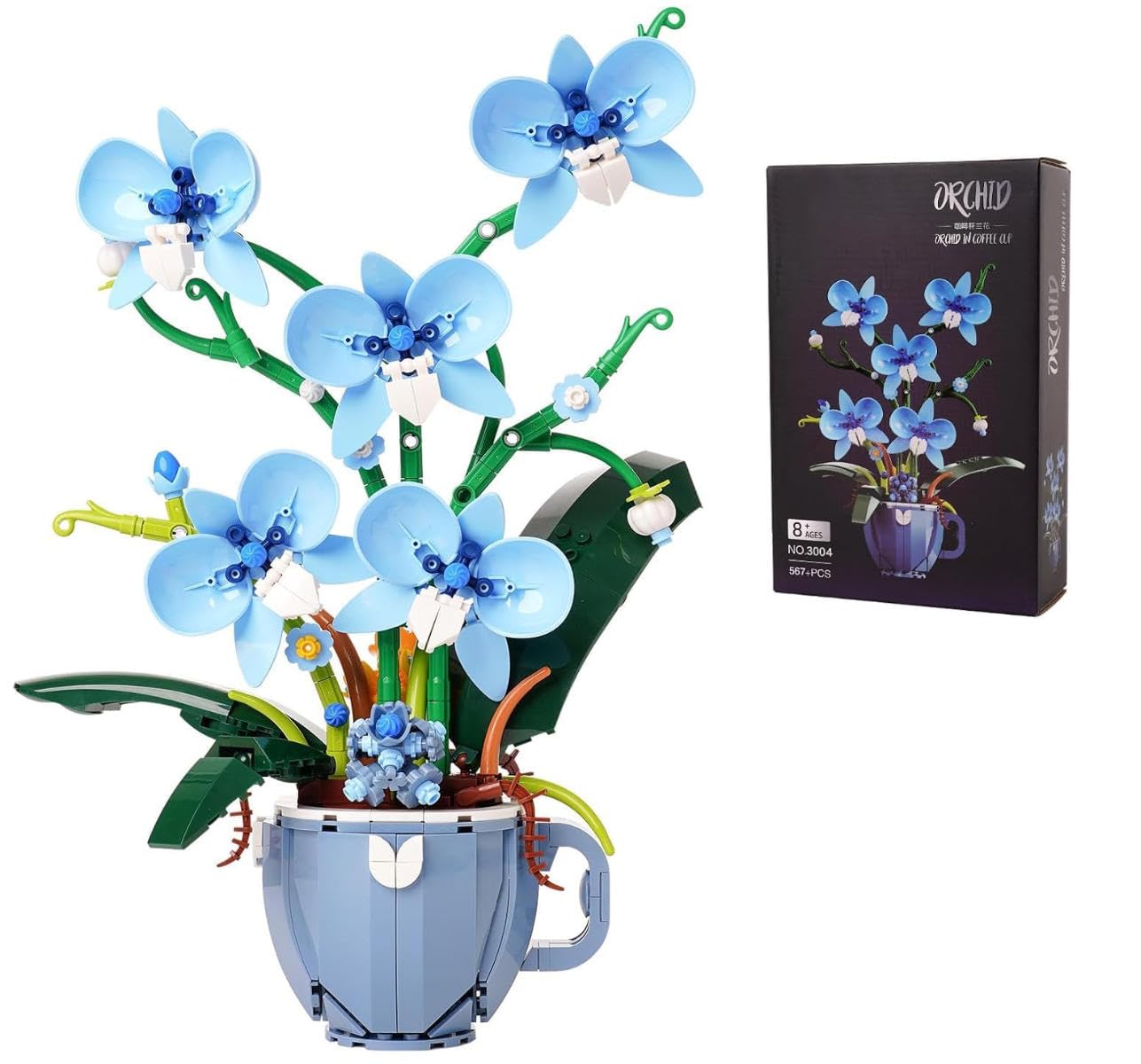 Blue Orchid Building Set,567PCS Botanical Flowers Plant Toy for Adults 8+