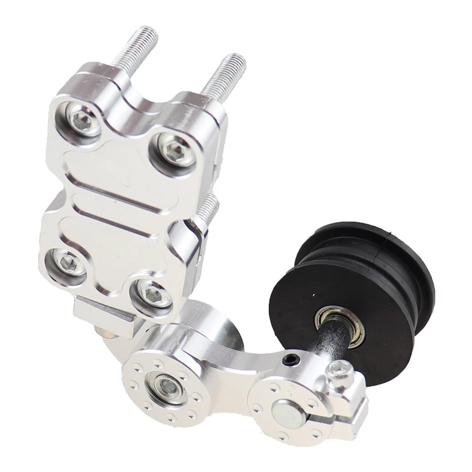 Ajustador de cadena Rodillo tensor de cadena ajustador de aleación de aluminio para motocicleta Chopper ATV negro rojo plata azul Cadena Ajustador Tensor(Silver)