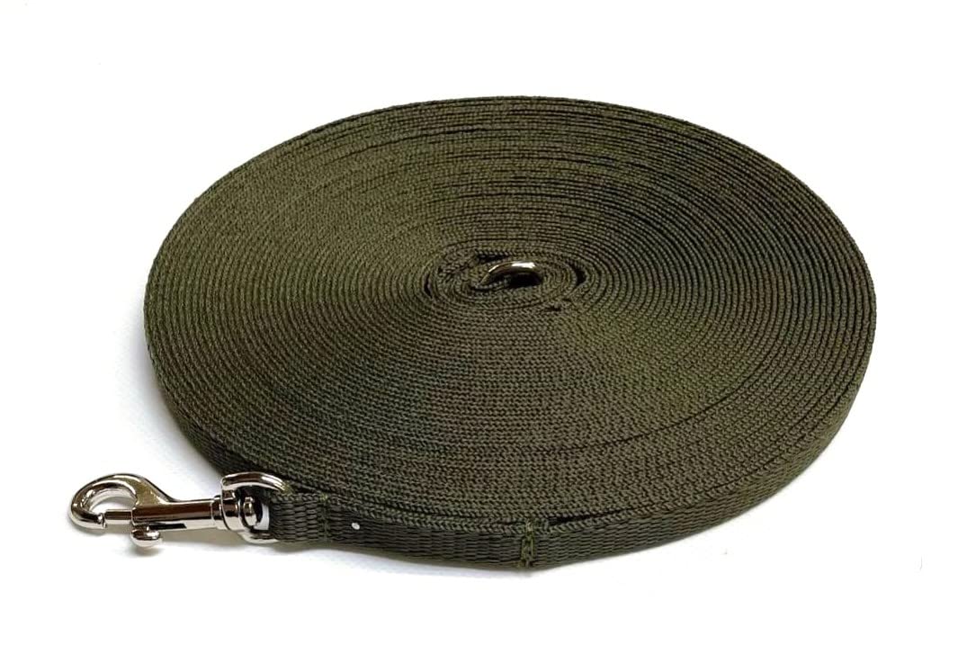 Dog Training Lead Small Dog Puppy Leash 100ft 30m Tracking Recall Obedience Strong 13mm Webbing (Olive Green) โ image 1