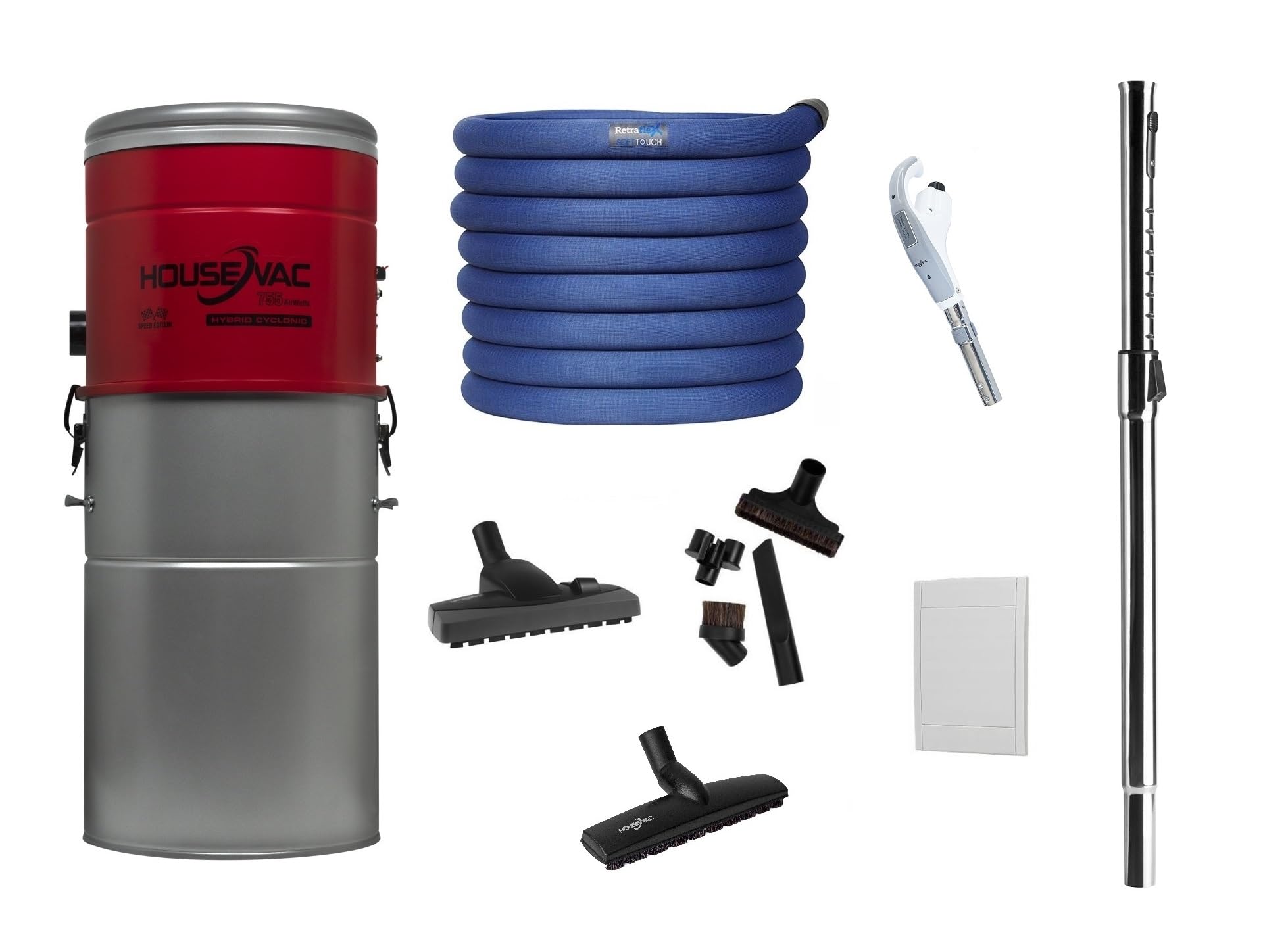 HV755ST Zentralstaubsauger Set mit Retraflex 2; Zubehör Kit, Hybrid Filter System Leistungsstarkes Vakuumsystem 1700 W Hohe Saugkraft Leise Kompaktes Design mit Zubehör (12.2m)