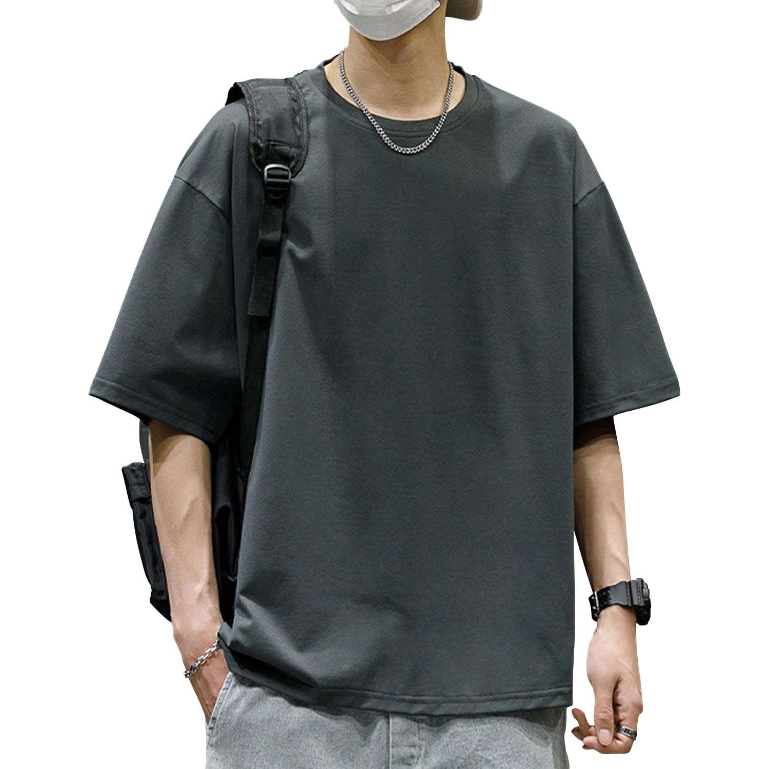 [ARSZHORSVS] Tシャツ メンズ 半袖 大きいサイズ 無地 吸汗速乾・…