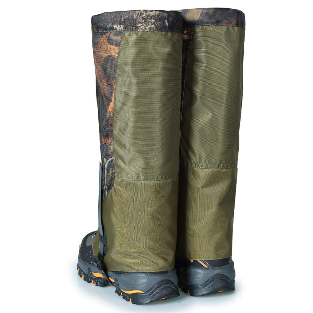 Guêtres de jambe imperméables pour homme, anti-déchirure, en nylon 900D, respirantes, pour randonnée, chasse, escalade (camouflage et vert militaire)