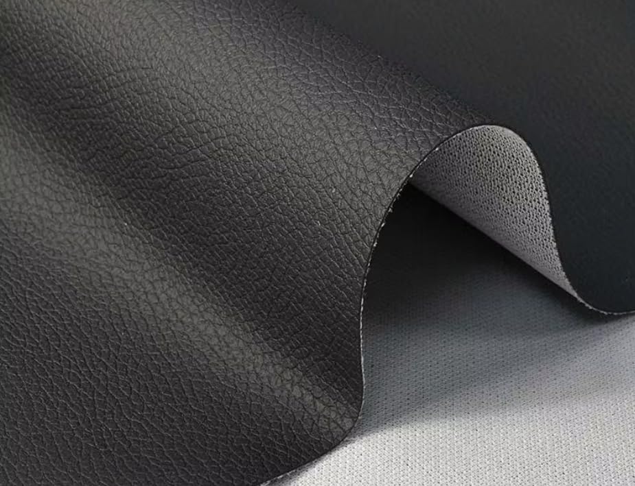 Cuero -Tela de Polipiel para Tapizar Sillas Sofás y Muebles, Cuero Sintético Suave al Tacto por Metros ancho 140 cm (NEGRO)