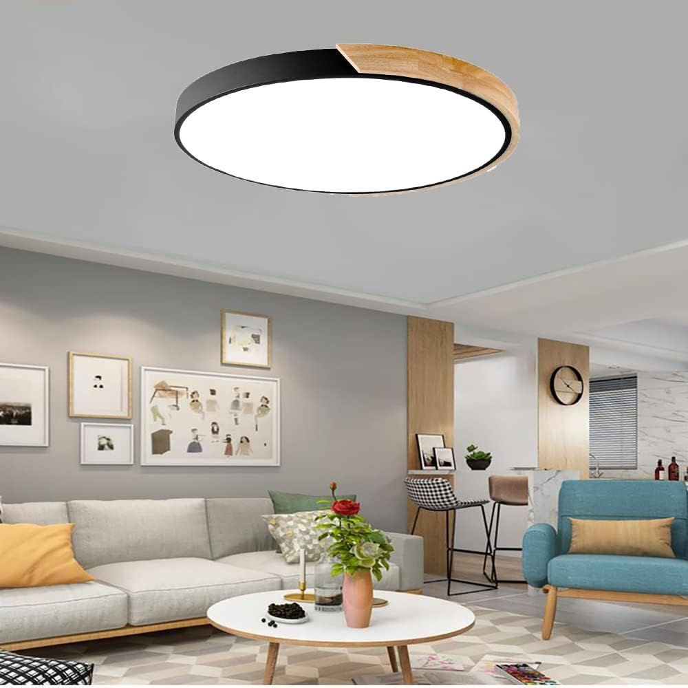Plafonnier LED noir résolvant le manque de lumière du salon 24W