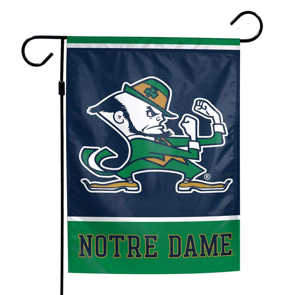 Notre Dame Fighting Irish Leprechaun Garden Flag 12.5 x 18 Inch Double Sided College Yard Banner Flag Is Printed in the USA and Licensed by Wincraft
