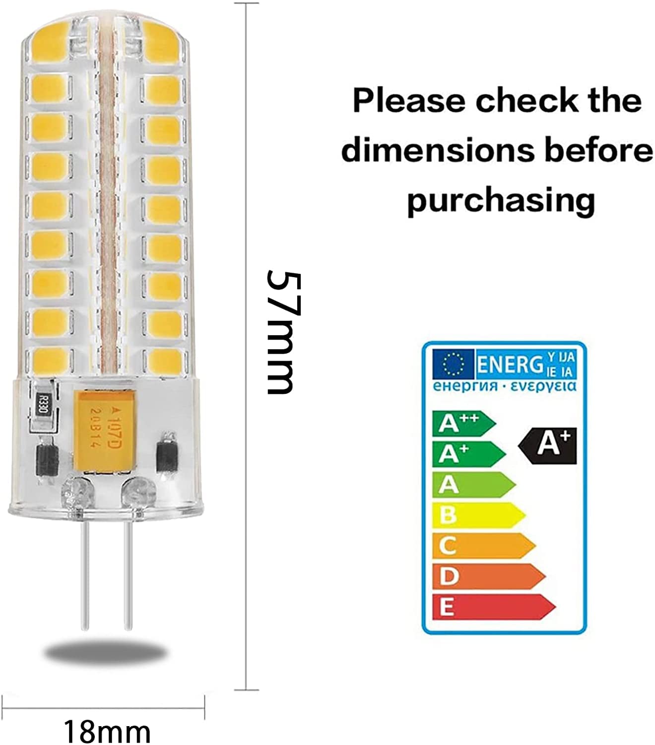 G4 Bombillas LED Regulable 7W 72LED Beads 600LM 2835SMD g4 Bi-pin Luces Led Bombilla de maíz AC 12V para iluminación de paisaje al aire libre, haz de 360 grados,Warm white,5 Pack