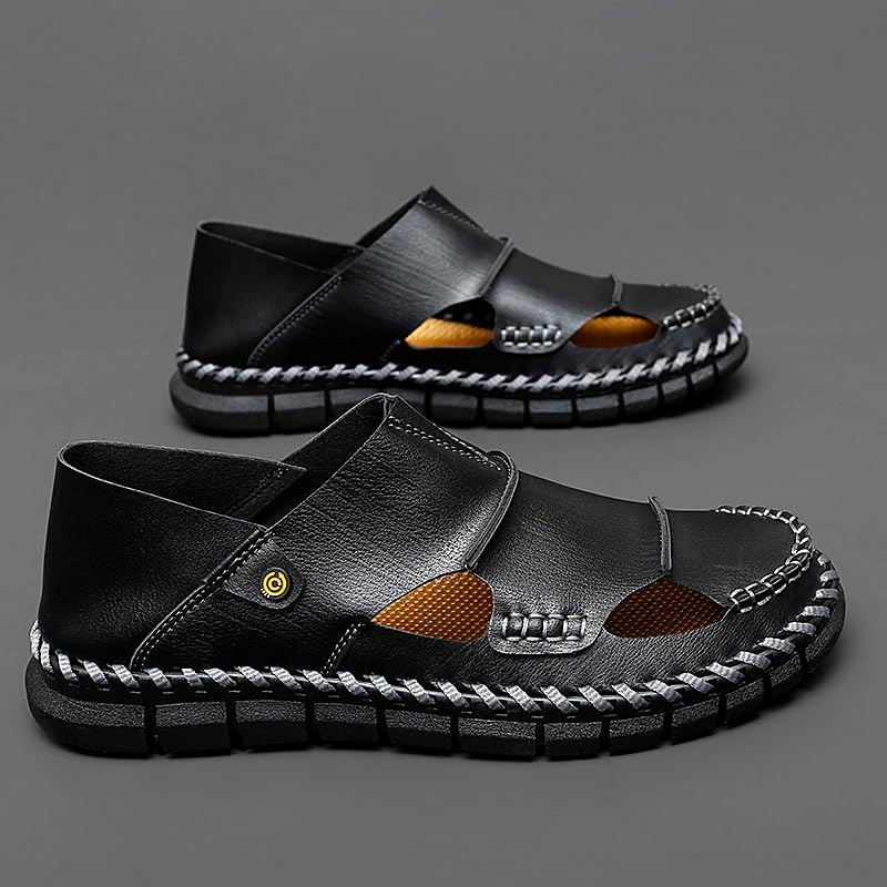 Men's Sandals Out Beach fisherman Shoes Leather Slip On Low-top Summer