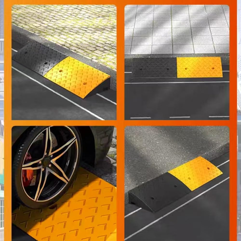 Rampa krawężnikowa, rampa podjazdowa, Rampa załadunkowa 39" przenośna rampa dla wózków inwalidzkich, progowa, 3" 5" wznios, żółte rampy do przyczep ciężarowych(100x25x8 cm(39"x10"x3"))