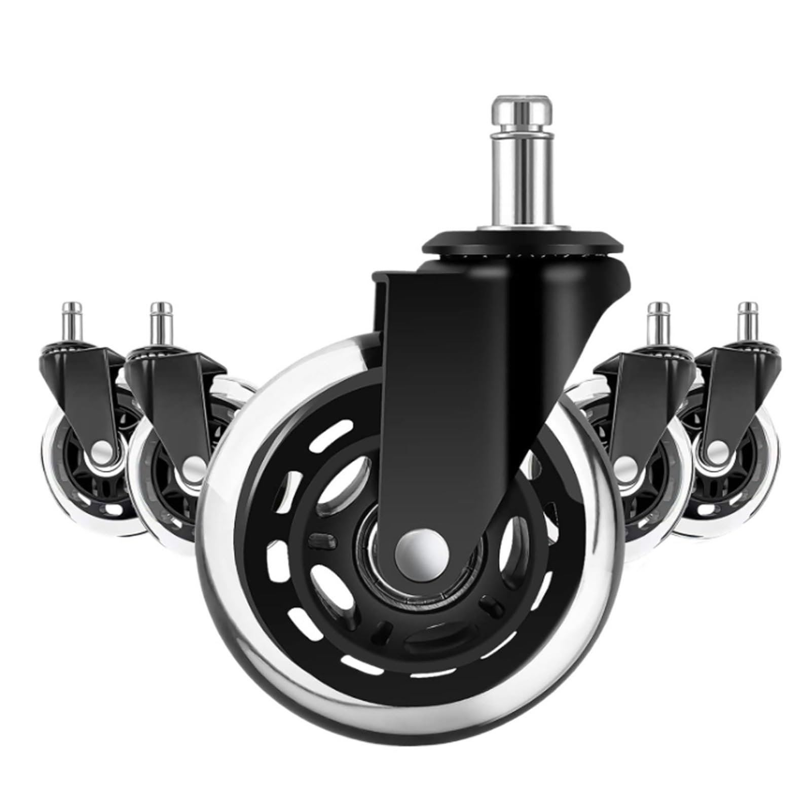 Caster Wheels, Office Rubber Chair Casters Replacement, 3 Inch Heavy-Duty Computer Gaming Desk Caster Wheels Smooth & Safe Rolling for(5PCS)