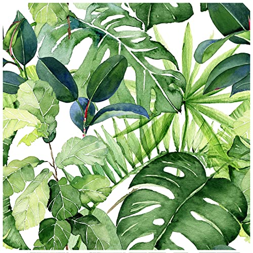 HAOKHOME Tropical Wallpaper Peel and Stick Palm Leaves Jungle Forest Removable Wall Paper Stick on Home Decor 17.7in x 118in