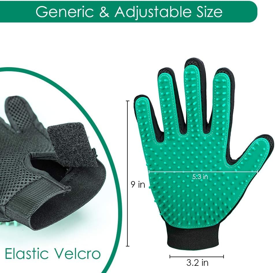 Image of Pet Hair Remover Glove - Gentle Pet Grooming Glove Brush - Deshedding Glove - Massage Mitt with Enhanced Five Finger Design - Perfect for Dogs & Cats with Long & Short Fur - 1 Pack (Right-hand), Green