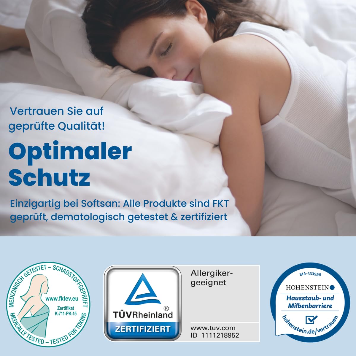 Softsan Matratzenbezug Höhe 8 cm für Topper (80x200x8 cm)