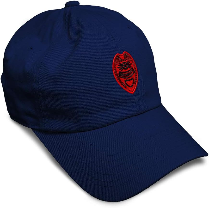 Soft Baseball Cap Security Badge Red Logo Embroidery Police Officer Security Cotton Dad Hats for Men & Women