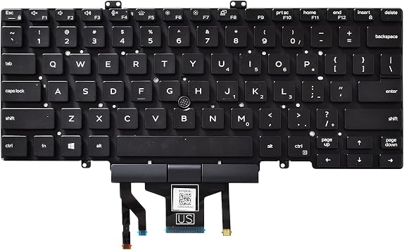 Replacement Keyboard with Backlit and Trackpoint Compatible with Dell Latitude 7400 3400 5400 7410 5401 NOT Fit for Latitude 7400 2-in-1 Black US Layout