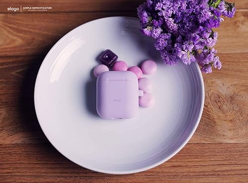 Miniatura 2 de Funda de silicona elago con llavero, compatible con el estuche de Apple AirPods 1 y 2, LED frontal visible, soporta carga inalámbrica, silicona