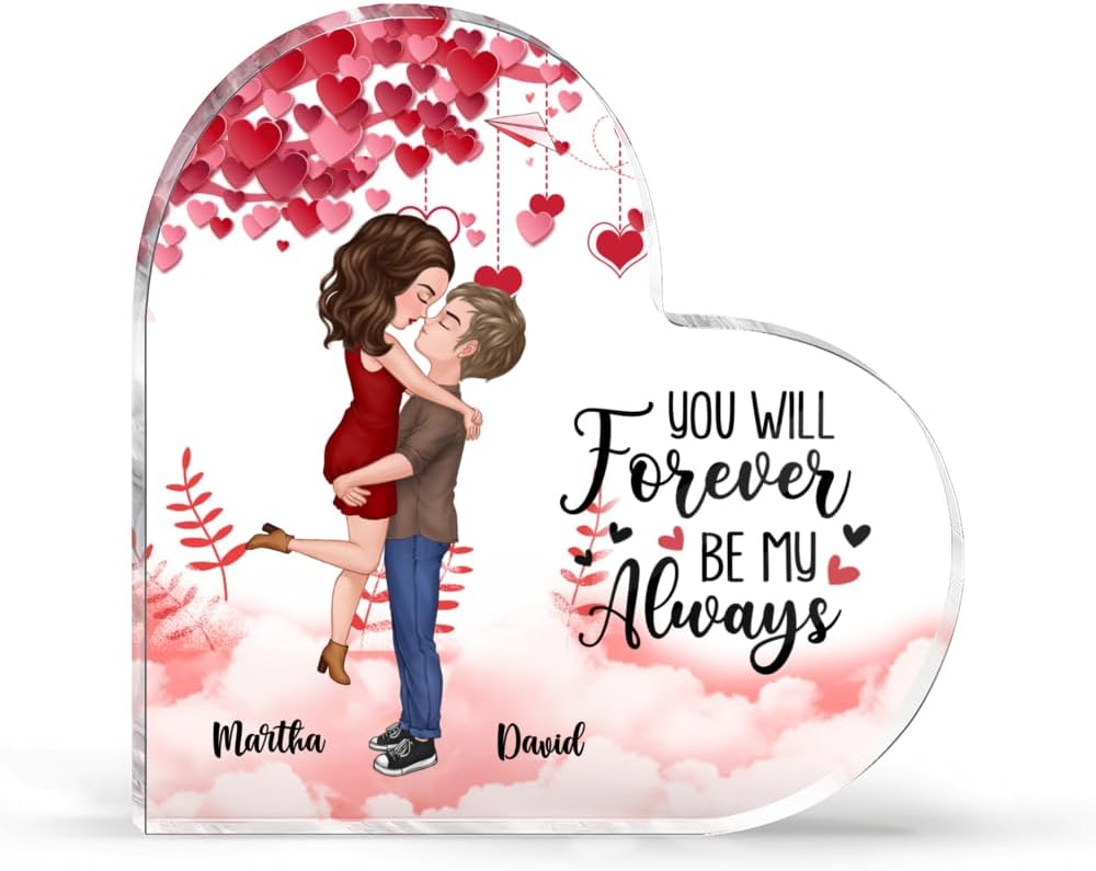 GOSSBY Transparent Custom Plaque You will forever be my always Customized Transparent Plaque, Custom Name Date LED Night Light Lamp for Couples Lovers, Anniversary Christmas Valentine's Day Gift for C