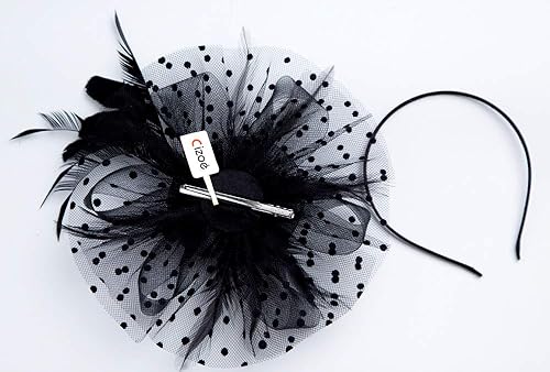 Miniatura 4 de Cizoe -Tocado con diadema, sombrero para mujer, para fiesta de té, para Kentucky Derby, para boda, cóctel, con flor decorativa, plumas y pinza para