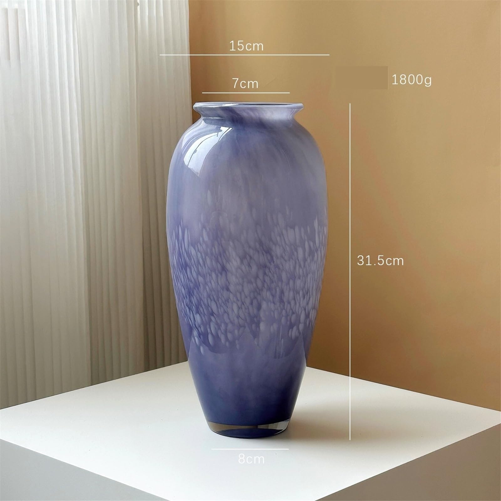 Vaso per centro tavola Vaso artistico alto 31,5 cm soffiato a mano viola