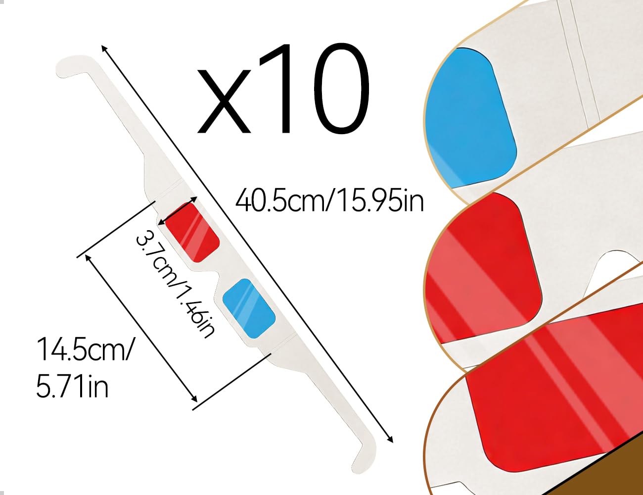 10 par okularów 3D, papierowe okulary stereo, czerwone i niebieskie soczewki, filmy 3D i dekoracje podróżne, używane do rozrywki domowej, sale szkolne, wystawy naukowe