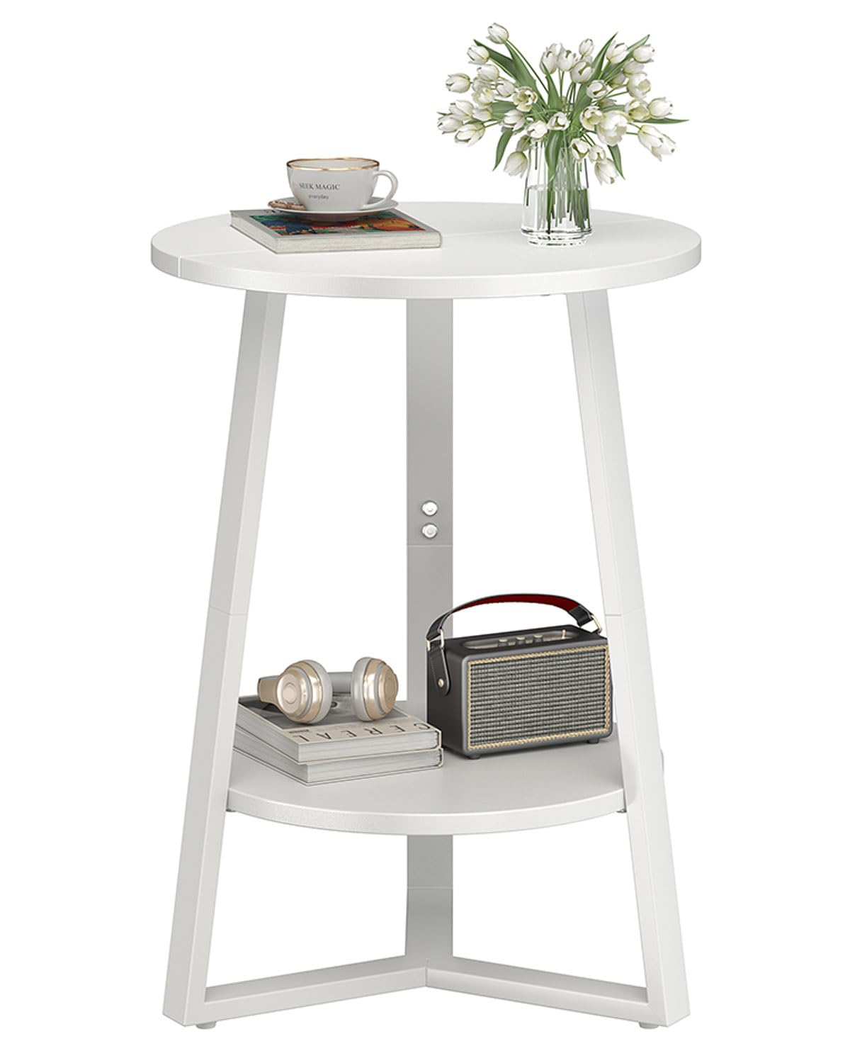 Photo 1 of sthmec Round End Table, 2-Tier White