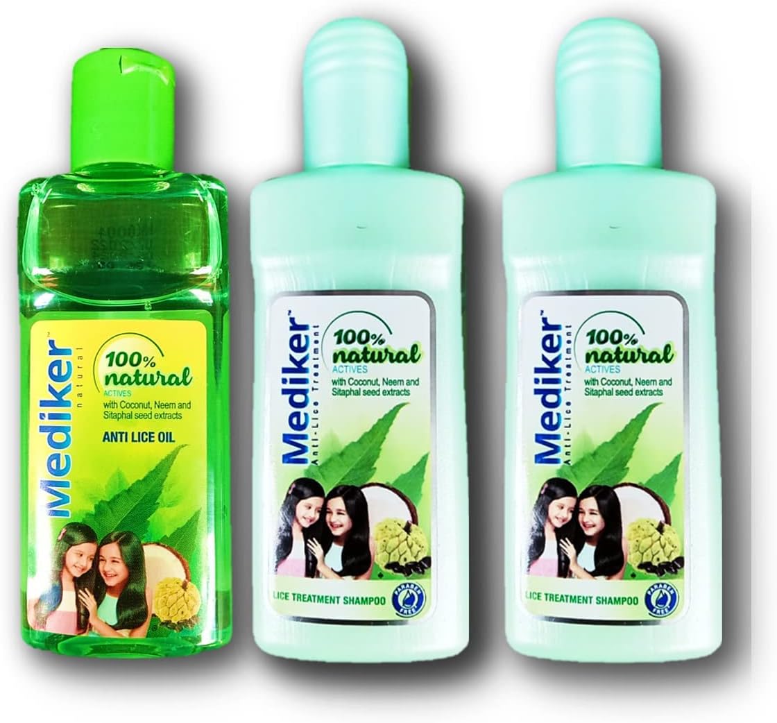 Mediker Anti Lice Oil 50Ml (2) + Mediker Lice Treament Shampoo 50Ml (2) (Pack Of 4)