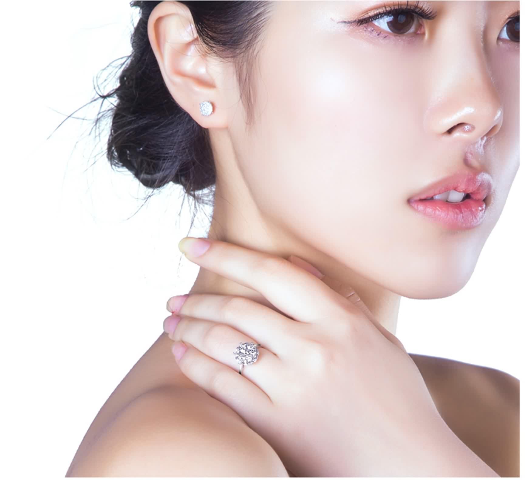 Anello Oro 18Kt Donna, Fedi Nuziali Moderne Bianco Diamante Creato In Laboratorio Fiore Argento Regalo Di Compleanno