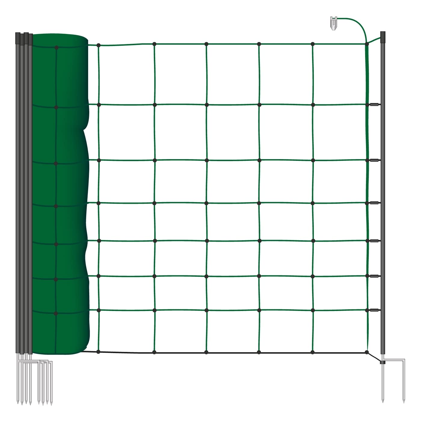 VOSS.farming Rete elettrificabile per Pecore Classic, 50 m di Lunghezza, 90 cm di Altezza, a 2 Punte, Verde, Rete per recinto Elettrico, Rete per maiali, capre, agnelli, pollame