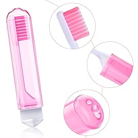 Patelai 8 Pieces Travel Toothbrush Set, Soft Bristle Mini Foldable Tooth Brush with Case, Individually Wrapped Small Portable Travel Size Toiletries Stuff for Camping (Bright Color)