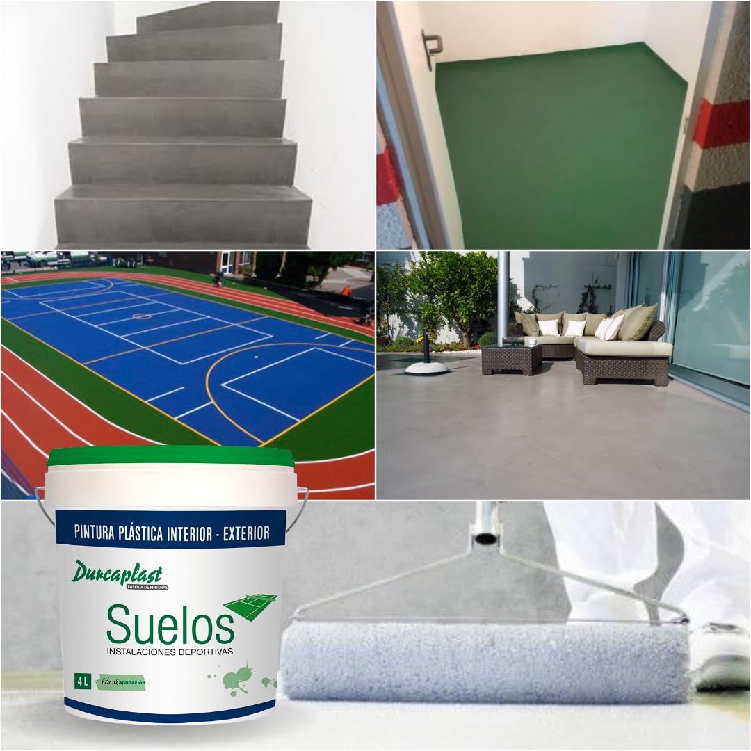 pintura de suelos para pistas deportivas, garajes y pavimentos en general de hormigón, cemento, asfalto y mortero. Color Verde similar a NOVA L-050 Mate, 4 Litros.