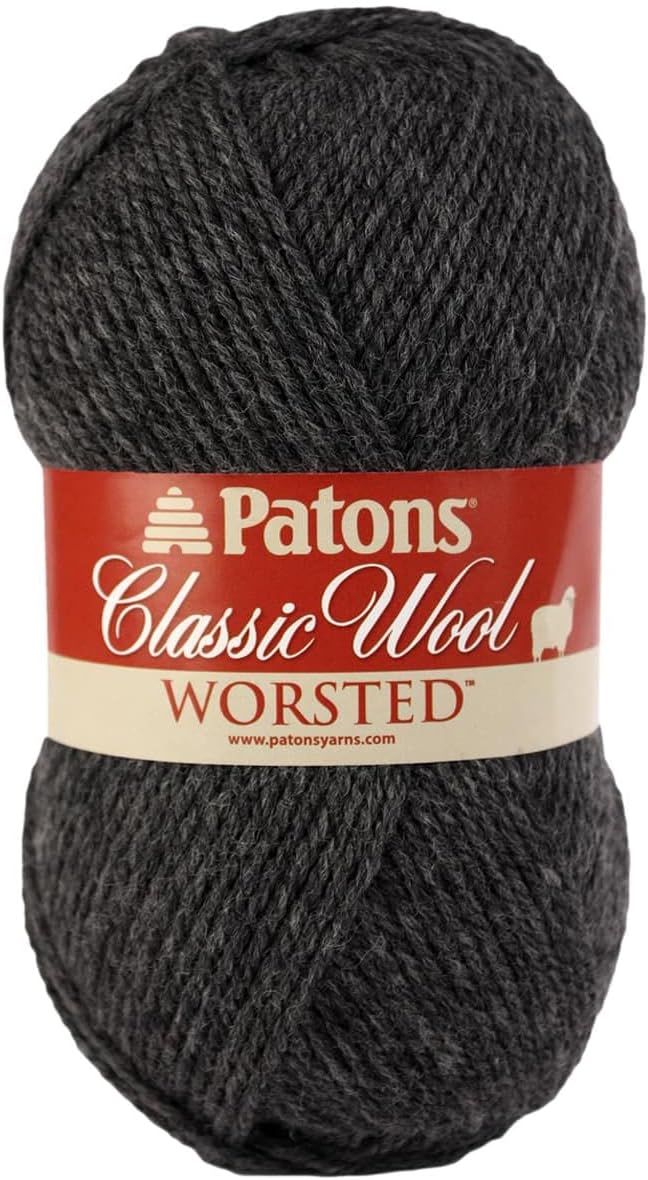 Patons Worsted Classic Wool Yarn - Solid Color Yarn for Knitting, Crochet, Weaving, Arts & Crafts - Dark Gray, Bulk 10 Pack