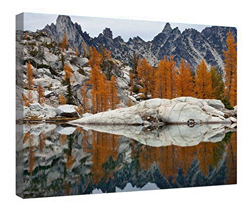Tableau montagne en toile encadrée bois 40x50 cm décoration murale salon