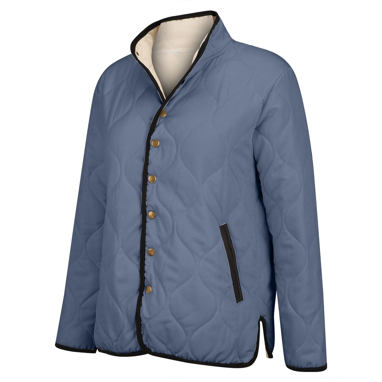 Chaqueta acolchada para mujer, talla grande, abrigos de invierno para mujer, acolchados, gruesos, ligeros, de plumón, a la moda, cuello vuelto, parka, abrigo impermeable, casual, manga larga, cárdigan