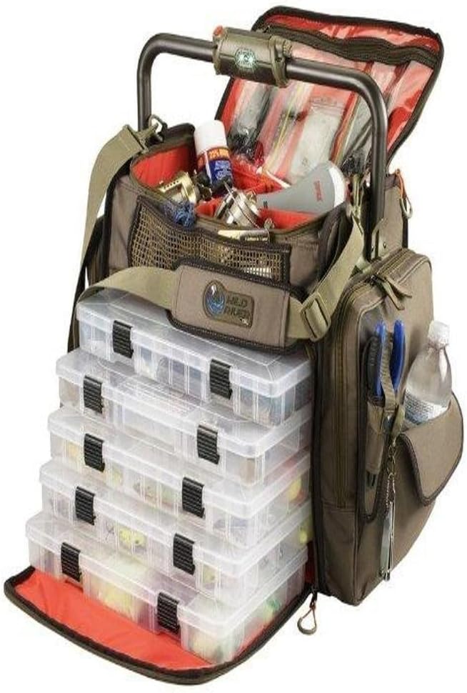 Wild River by CLC Custom Leathercraft WT3702 Tackle Tek Frontier Lighted Handle Bar Fishing Tackle Bag, 5 PT3700 Trays