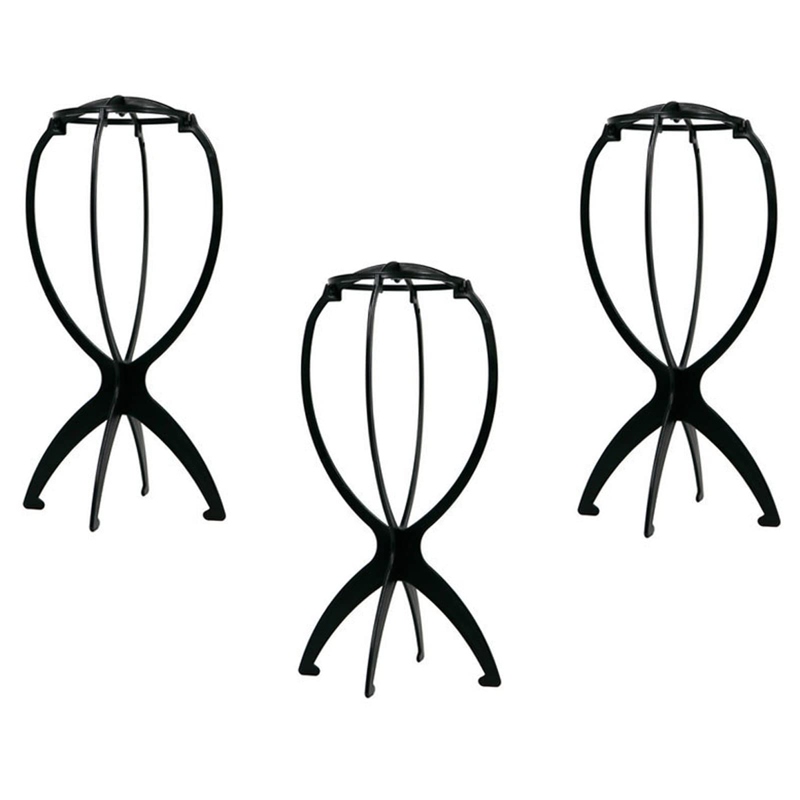 Mydio3 Pieces Plastic Hat Stands Durable Stable Plastic Hat Cap Rack Wigs Holder, Plastic (Black)