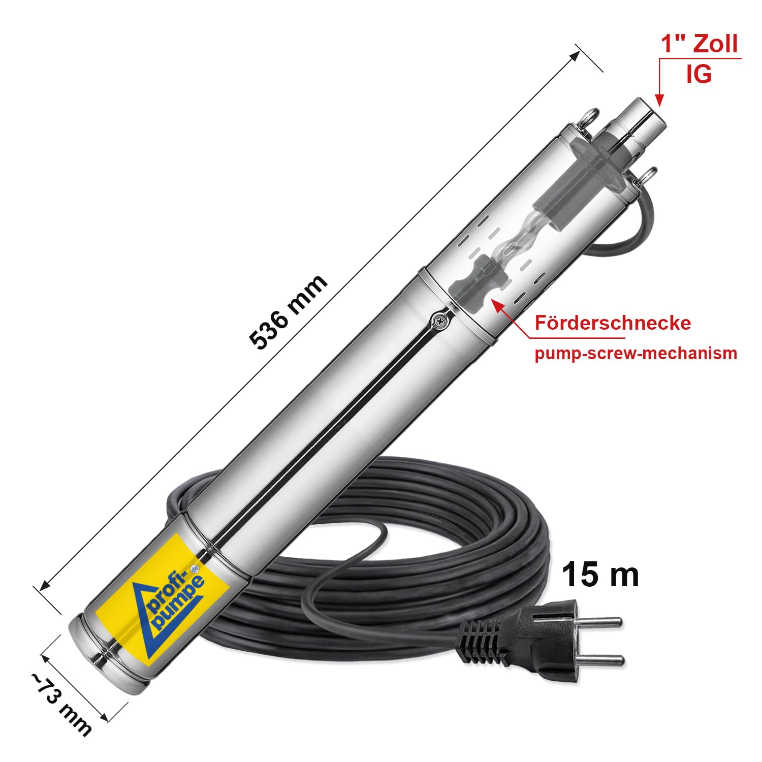 Bomba de pozo profundo compatible con arena 3" 230 V - Bomba de agua - Bomba de jardín - Bomba de agua doméstica - Bomba de perforación para pozos nuevos y que contienen arena para el transporte de