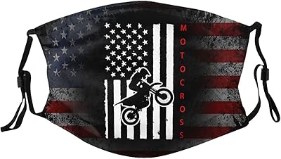 American Flag Motocross Dirt Bike Face Mask Washable Reusable Adults Breathable with 2 Filters Black