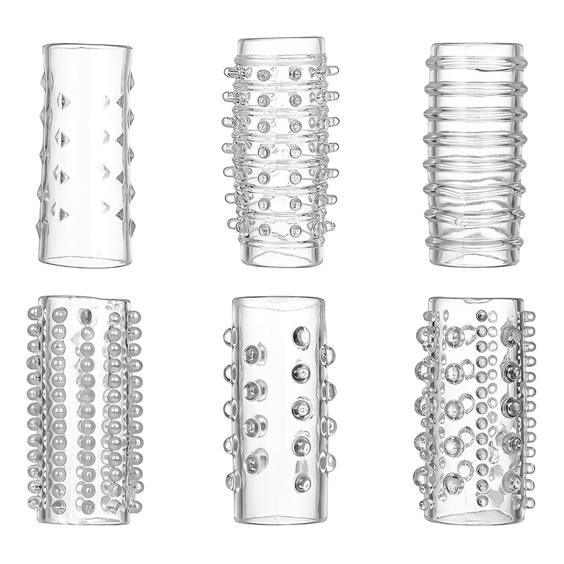 Guaina Fallica, 6 Pezzi, Polsini Per Pene In Materiale Elastico Trasparente Riutilizzabili, Design Con Estremità Aperta Per Uomo, Per Estensione E Stimolazione Sessuale
