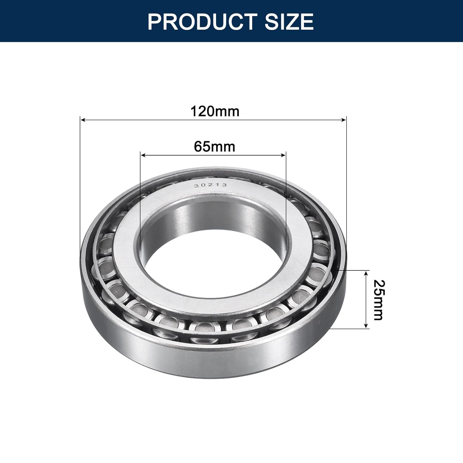 2 Pack 30213 Tapered Roller Bearing Cone and Cup Set, 65mm Bore 120mm OD 25mm Cup Width, Chrome Steel Wheel Bearings, ABEC-3