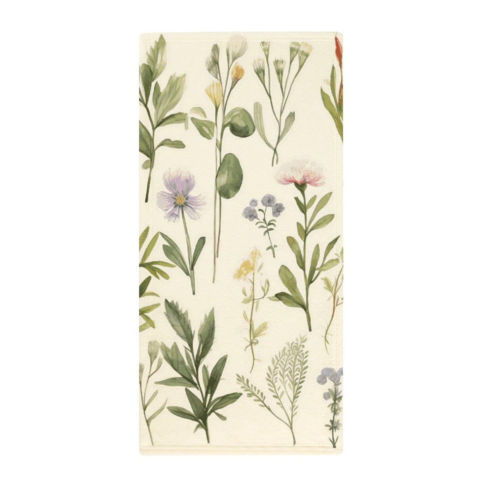 JTREHY Season Watercolors of Herbs Flowersb Towel Soft Lightweight Microfiber Towel Highly Absorbent Quick Drying Towels Male and Female Premium Quality Perfect for Daily Use