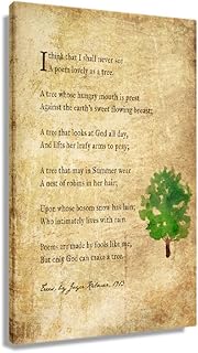 Trees Poem Quote Wall Art Prints Vintage Framed Pictures Modern Abstract Canvas Living Room Wall Decor Poetry Posters Framed (12x18 inch)