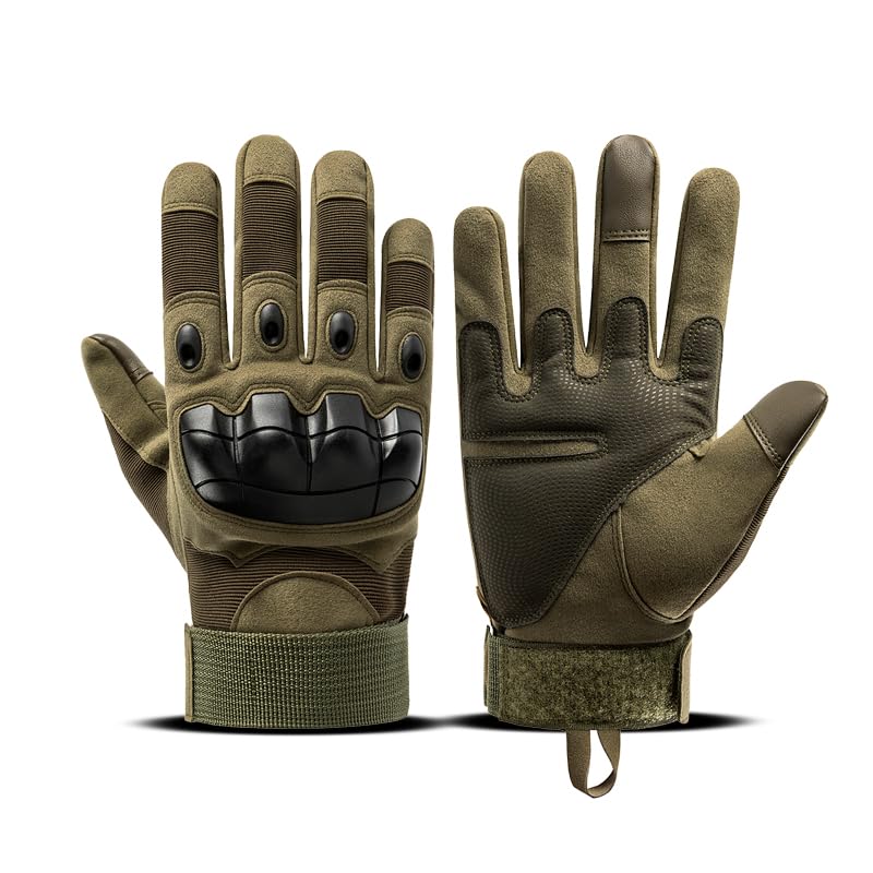 ANJMEICH Tactical Gloves, Non-Slip wear-Resistant to Protect Hands, Suitable for Outdoor Sports (Green, Large (Large)
