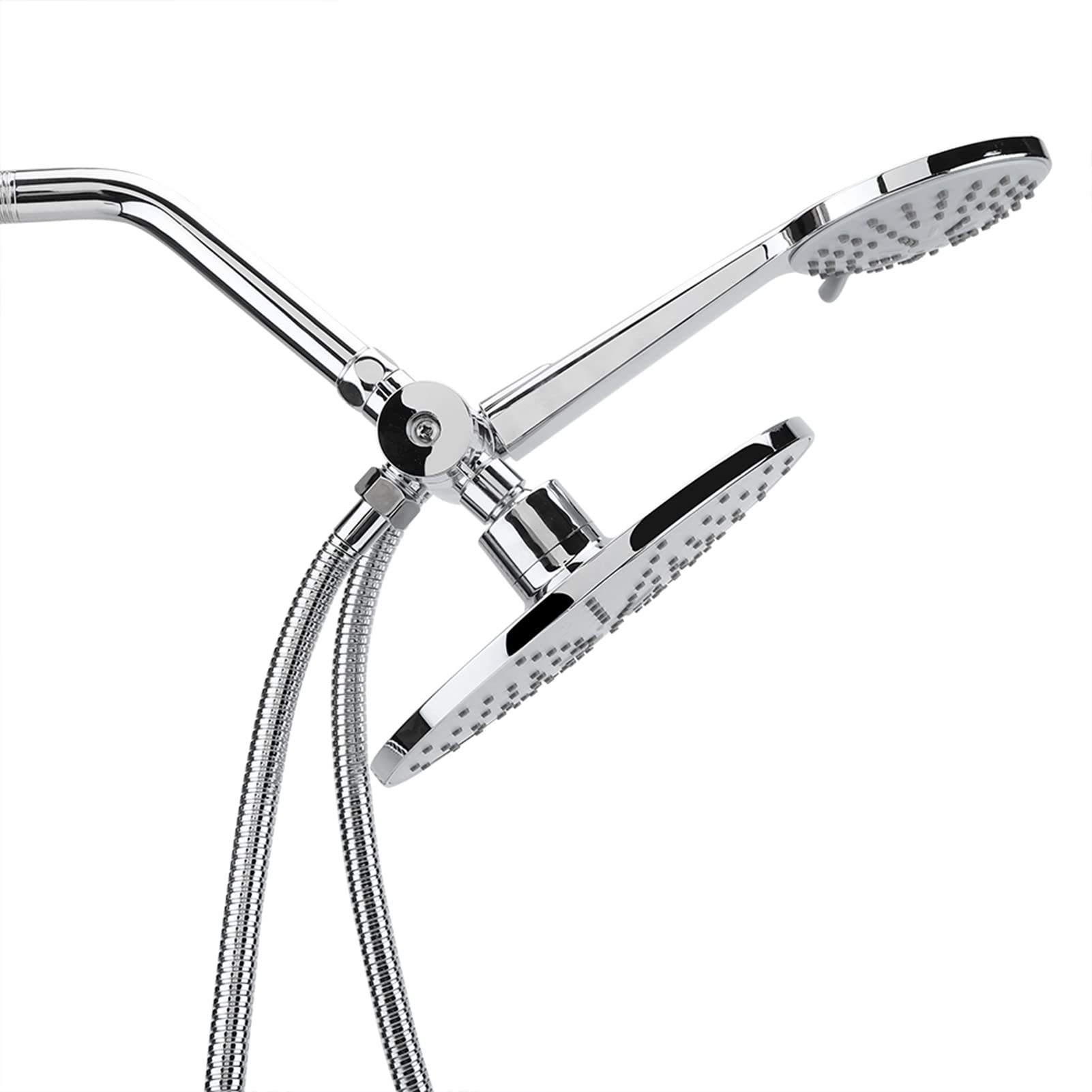 Mumusuki Chrome Dual Shower Head Combo Set, Plate High Pressure 3 Way Multi Setting Rainfall Dual Handheld Showerhead Rainfall Shower Head Combo With Shower Hose