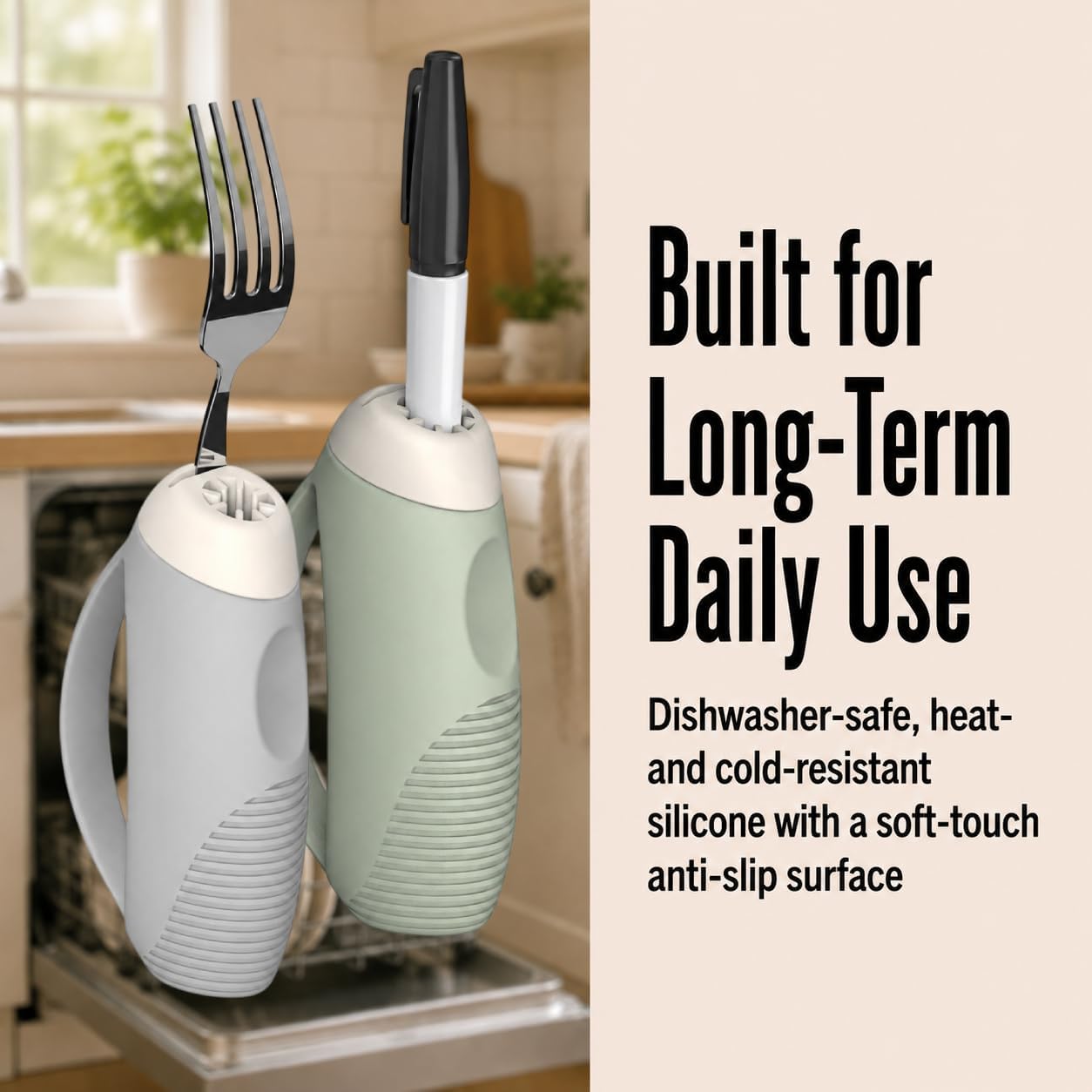 RIXET 2 Pack Adaptive Utensils Holders, Weighted Silicone Universal Grip for Daily Living (Multi-Use Grip Holders, 4 oz Each)