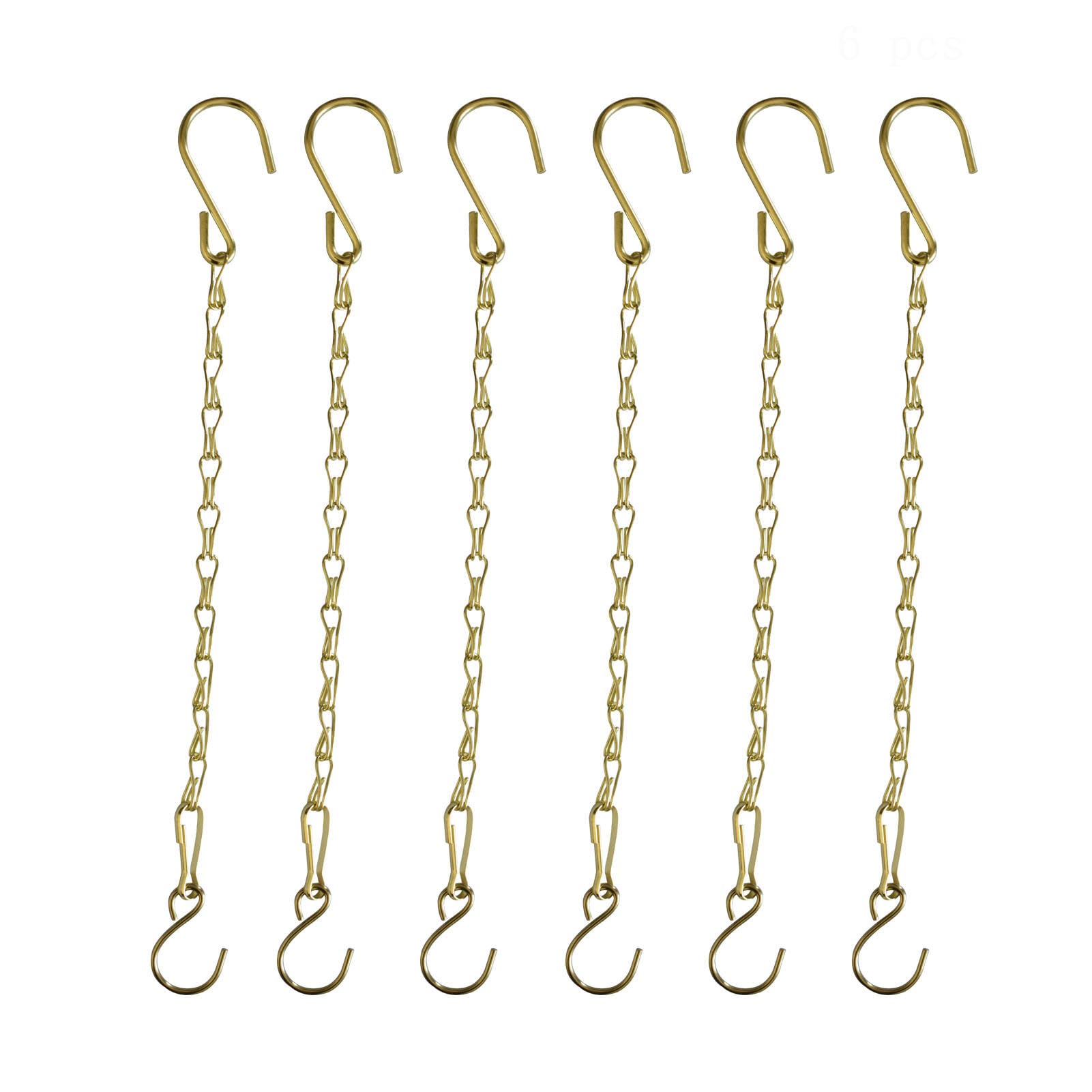 Sersberg Chain for Hanging Plants,11 Inch Gold Hanging Chain, Small Basket Chain Kits with Hooks for Bird Feeder Planter Porch Wind Chime (Gold, 11 Inch-6PCS)