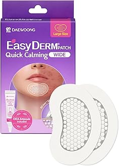 EasyDerm Quick Calming Magnesium Patches WIDE – 2 Large Face Acne Patches for Breakouts, TikTok Viral Microdot, With Bonus CICA Mini Ampoule