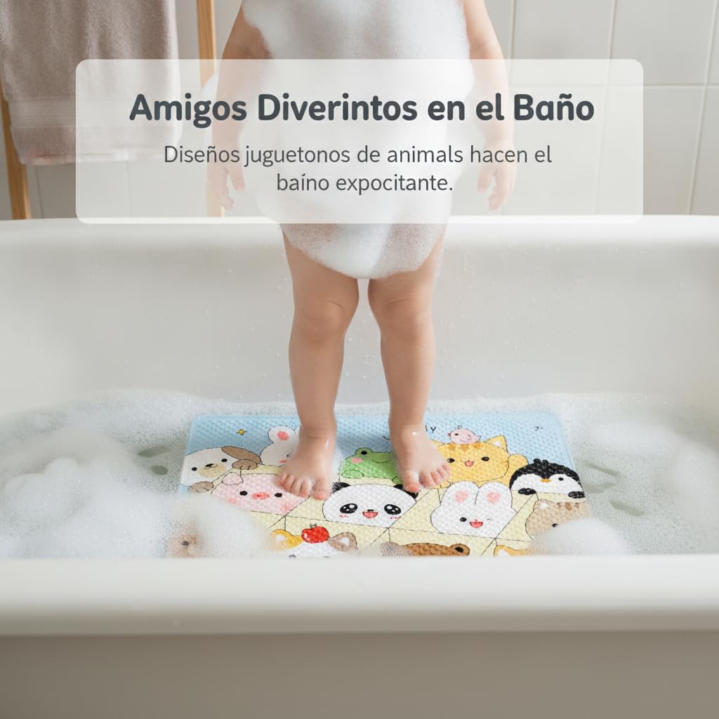 Tappeto Bagno Antiscivolo Bambini, 惬意时光-竹子熊猫, 60X90cm | In PVC resistente, funzione massaggiante piedi, con ventose per presa sicura, lavabile con acqua, per la doccia, per vasca