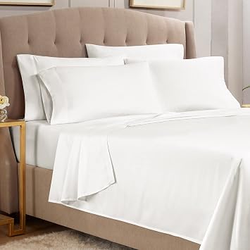Empyrean Full Sheets Set - 110 GSM 6 Piece Bed Sheets for Full Size Bed, Double Brushed Full Size Sheets, Soft Bedding Sheets & Pillowcases - White
